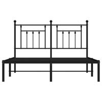 Bedframe met hoofdbord metaal zwart 140x200 cm - thumbnail