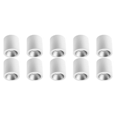 Opbouwspot Set van 10 - GU10 Fitting - Mat Wit/Zilver - Aluminium - Ø90mm