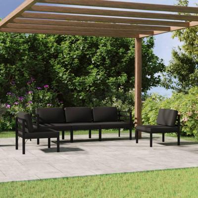 5-delige Loungeset met kussens aluminium antracietkleurig
