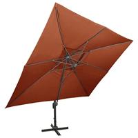 VidaXL Zweefparasol met dubbel dak 400x300 cm terracottakleurig - thumbnail