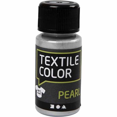 Creativ Company Textielkleur, parelmoer, zilver, 50 ml/ 1 fles Creativ Company Textielkleur, parelmoer, zilver, 50 ml/ 1 fles