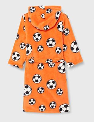 Kinderbadjassen met print-Oranje voetbal-146/152 - thumbnail