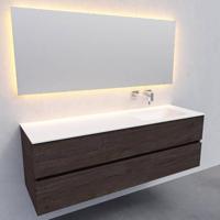 Badkamermeubel Solid Surface BWS Oslo 150x46 cm Rechts Wood Dark Brown (0 kraangaten) - thumbnail