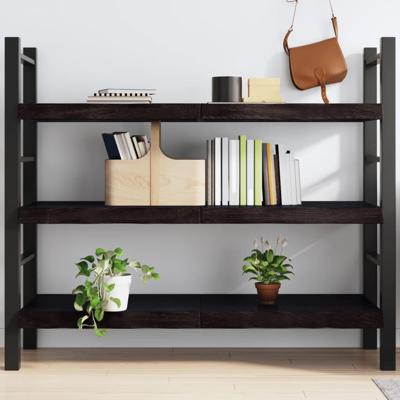 Wandschap 140x50x6 cm behandeld massief eikenhout donkergrijs