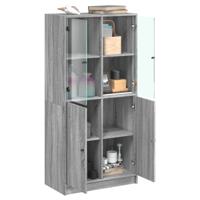 Hoge kast met deuren 68x37x142 cm bewerkt hout grijs sonoma - thumbnail