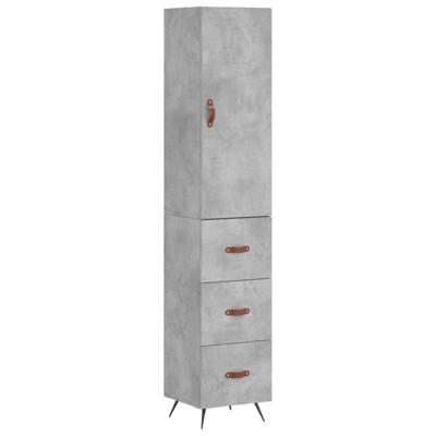 Hoge kast 34,5x34x180 cm bewerkt hout betongrijs