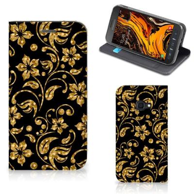 Samsung Galaxy Xcover 4s Smart Cover Gouden Bloemen Samsung Galaxy Xcover 4s Smart Cover Gouden Bloemen