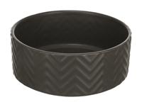 TRIXIE VOERBAK / DRINKBAK WAVE KERAMIEK GRIJS 16 CM 900 ML - thumbnail
