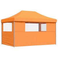 VidaXL Partytent inklapbaar pop-up met 3 zijwanden oranje - thumbnail