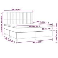 Boxspring met matras stof lichtgrijs 160x200 cm - thumbnail