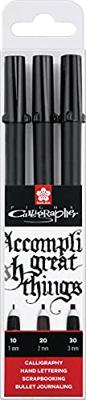 Kalligrafiepen sakura calligrapher 3 stuks zwart