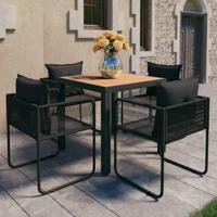 5-delige Tuinset PVC-rattan zwart en bruin - thumbnail