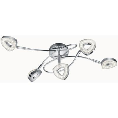 LED Plafondspot 20W - Warm Wit 3000K - 5-Lichts - Rond Mat Chroom Aluminium