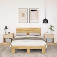 Bedframe hoofdeinde zonder matras 120x200 cm massief hout eiken - thumbnail