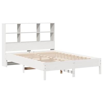 Bed met boekenkast zonder matras grenenhout wit 140x190 cm