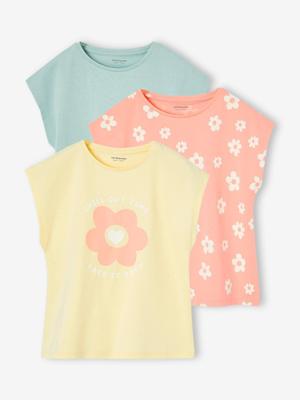 Set van 3 Basics meisjesshirts met korte mouwen grijsblauw