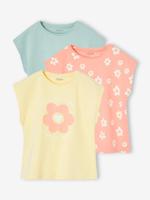 Set van 3 Basics meisjesshirts met korte mouwen grijsblauw - thumbnail