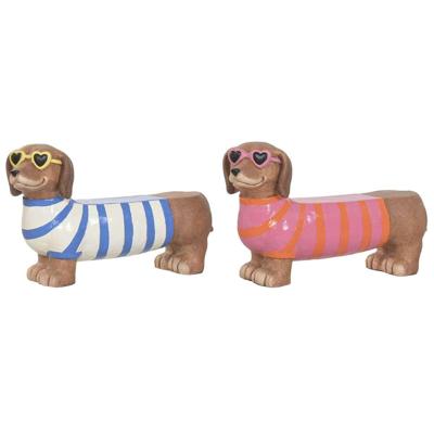 Decoratieve figuren Home ESPRIT Blauw Oranje Hond Mediterrane (2 Onderdelen) (2 Stuks) Decoratieve figuren Home ESPRIT Blauw Oranje Hond Mediterrane (2 Onderdelen) (2 Stuks)