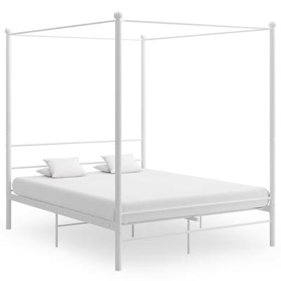 Hemelbedframe metaal wit 160x200 cm Hemelbedframe metaal wit 160x200 cm