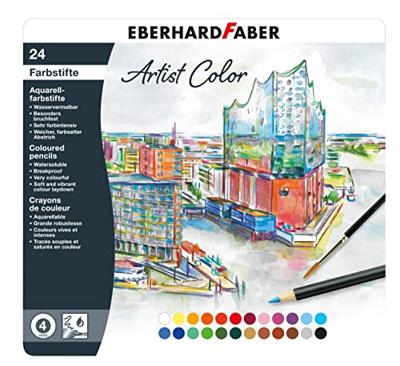 24 Aquarelpotloden Eberhard Faber in bliketui