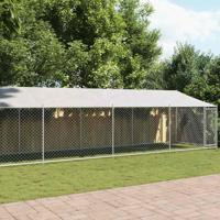Hondenhok met dak en deur 12x2x2 m gegalvaniseerd staal grijs - thumbnail