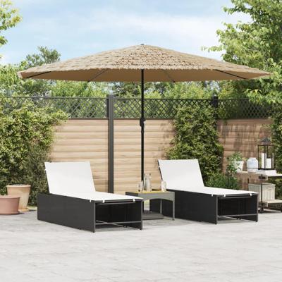 VidaXL Parasol met led's en stalen paal 388x388x248 cm bruin