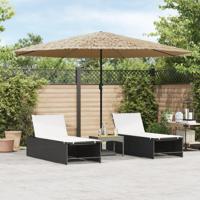 VidaXL Parasol met led's en stalen paal 388x388x248 cm bruin - thumbnail