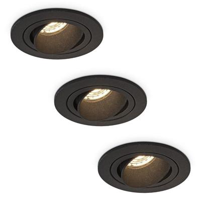 Set van 3 Philadelphia LED inbouwspots - Dimbaar - Incl. GU10 - 2700K - 4 Watt - Zwart - Kantelbaar - IP20 voor binnen - Rond Set van 3 Philadelphia LED inbouwspots - Dimbaar - Incl. GU10 - 2700K - 4 Watt - Zwart - Kantelbaar - IP20 voor binnen - Rond