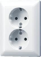 Jung AS500 stopcontact dubbel met randaarde creme AS5020NU - thumbnail