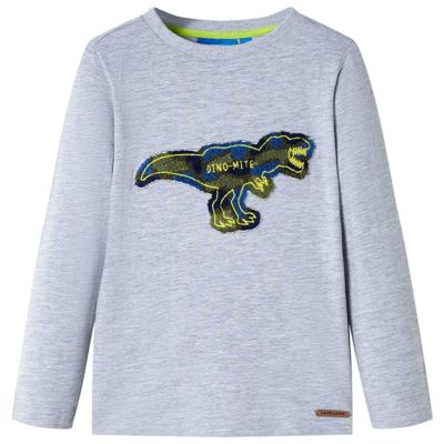 Kindershirt met lange mouwen dinosaurusontwerp 104 gemleerd grijs Kindershirt met lange mouwen dinosaurusontwerp 104 gemleerd grijs