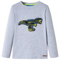 Kindershirt met lange mouwen dinosaurusontwerp 104 gemleerd grijs - thumbnail