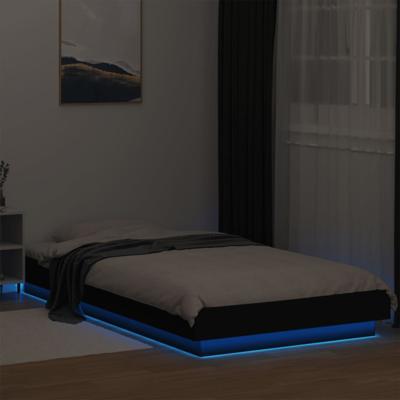 Bedframe met LED-verlichting bewerkt hout zwart 90x200 cm