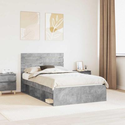 Bedframe Concerte Grijs 135 x 190 cm Massief grenenhout