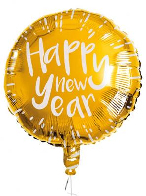 Folieballon Happy New Year Goud/Wit (45cm)