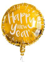 Folieballon Happy New Year Goud/Wit (45cm) - thumbnail