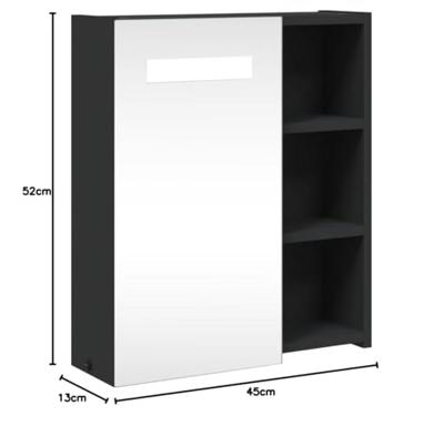 Badkamerkast met spiegel en LED 45x13x52 cm zwart