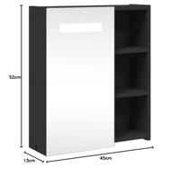 Badkamerkast met spiegel en LED 45x13x52 cm zwart - thumbnail