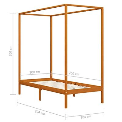 Hemelbedframe massief grenenhout honingbruin 100x200 cm