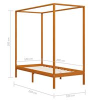 Hemelbedframe massief grenenhout honingbruin 100x200 cm - thumbnail