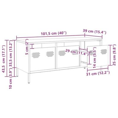 Tv-meubel 101,5x39x43,5 cm koudgewalst staal antracietkleurig