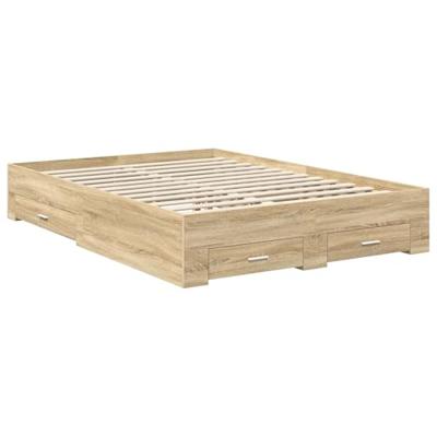 Bedframe met hoofdeinde Sonoma Eiken 140 x 190 cm Bewerkt hout
