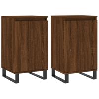 Dressoirs 2 st 40x35x70 cm bewerkt hout bruin eikenkleur - thumbnail