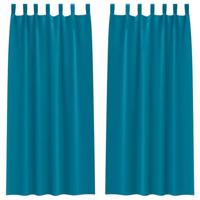 VidaXL Zwart-out gordijnen met ringen 2 pcs turquoise 225 x 140 cm - thumbnail