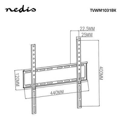 Nedis Vaste TV-Muurbeugel | 23-55 " | Zwart | 1 stuks - TVWM1031BK TVWM1031BK Nedis Vaste TV-Muurbeugel | 23-55 " | Zwart | 1 stuks - TVWM1031BK TVWM1031BK