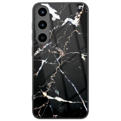 Samsung Galaxy S25 glazen hardcase - Marmer zwart