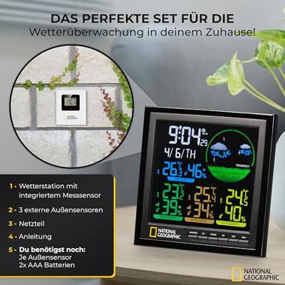 NATIONAL GEOGRAPHIC VA kleuren weerstation 4 meetbereiken zwart