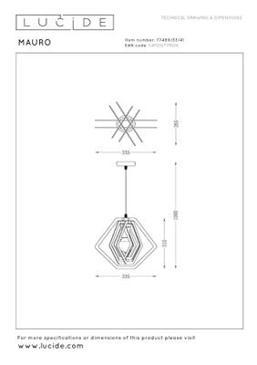 Lucide MAURO - Hanglamp Kinderkamer - 1xE27 - Taupe