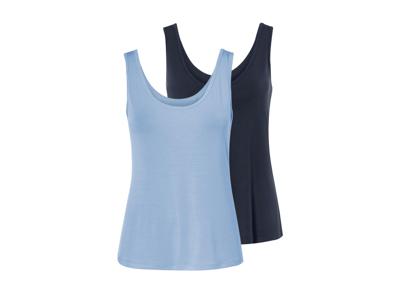 esmara 2 dames tops (Donkerblauw/lichtblauw, M (40/42))