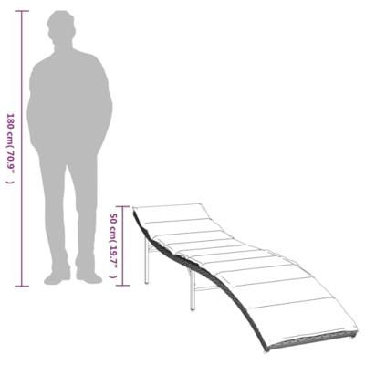 Ligbedden 2 st met tafel poly rattan lichtgrijs - thumbnail