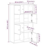 Boekenkast 60x24x101,5 cm bewerkt hout artisanaal eikenkleurig - thumbnail